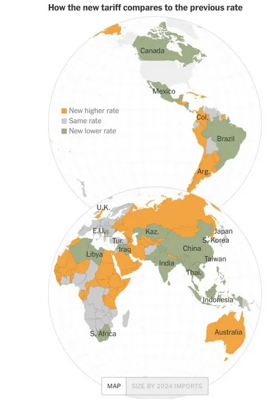 How the new tariff s to the previous rates.